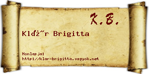 Klár Brigitta névjegykártya